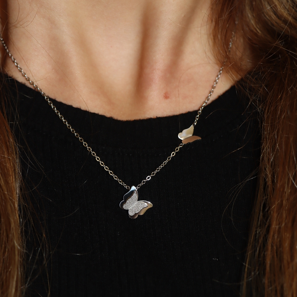 Elegant Silver Butterfly Necklace